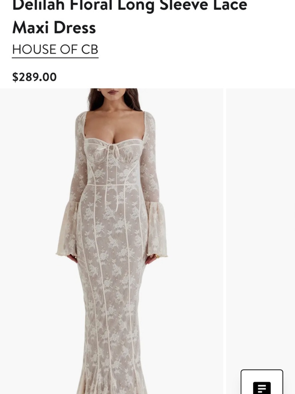 House of CB Ivory Floral Lace Long Sleeve Maxi Dress